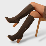 Botas Cowboy Mujer Ante Tacón Alto, Tacones, detalle de tela | Moda Acosta