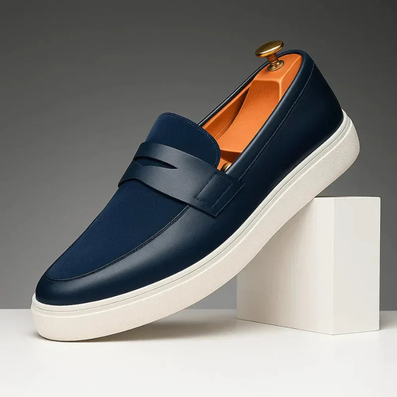 Élysée Premium, mocasines de cuero, detalle de tela | Moda Acosta