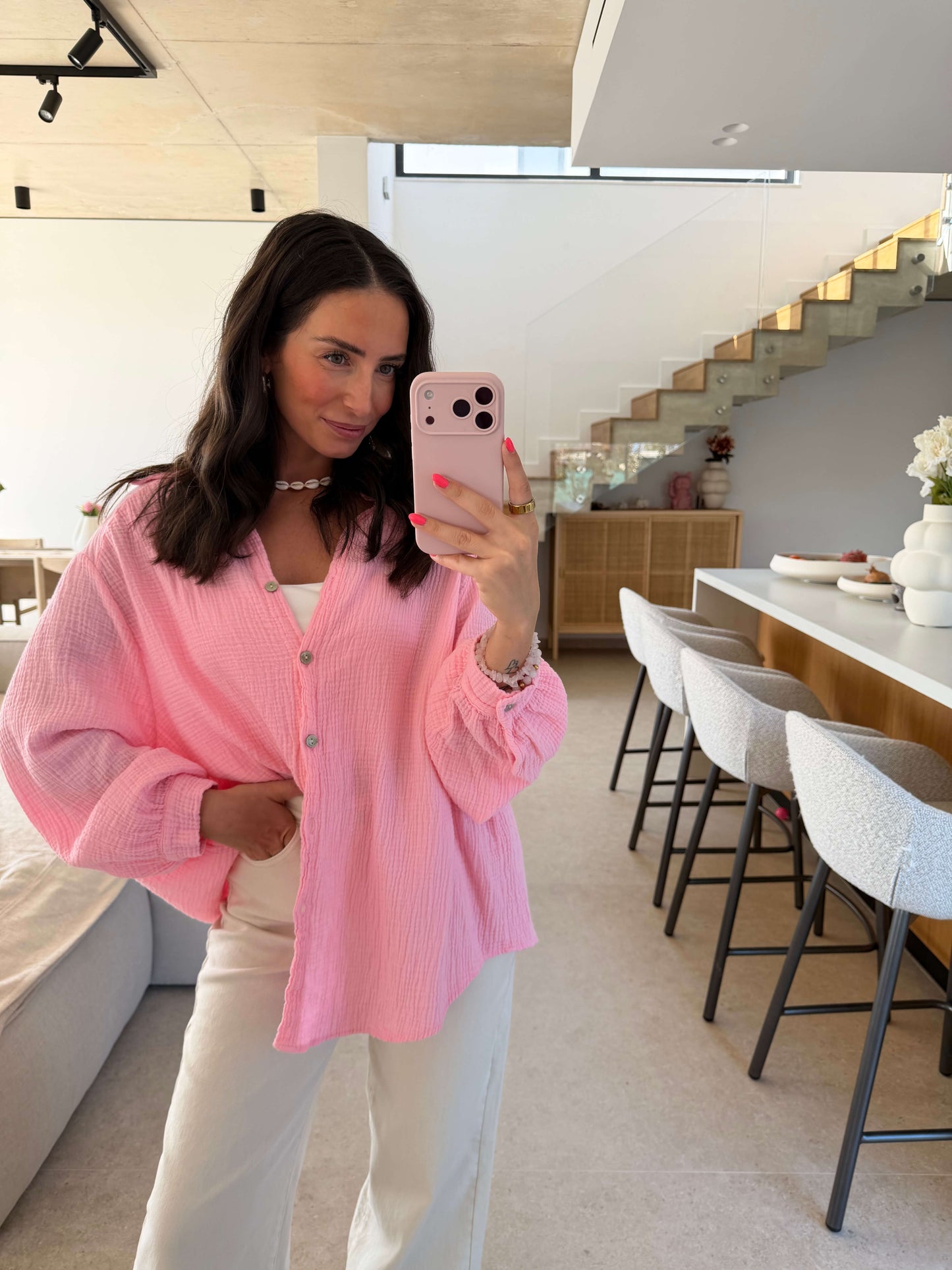 Musselin Bluse - Rosa