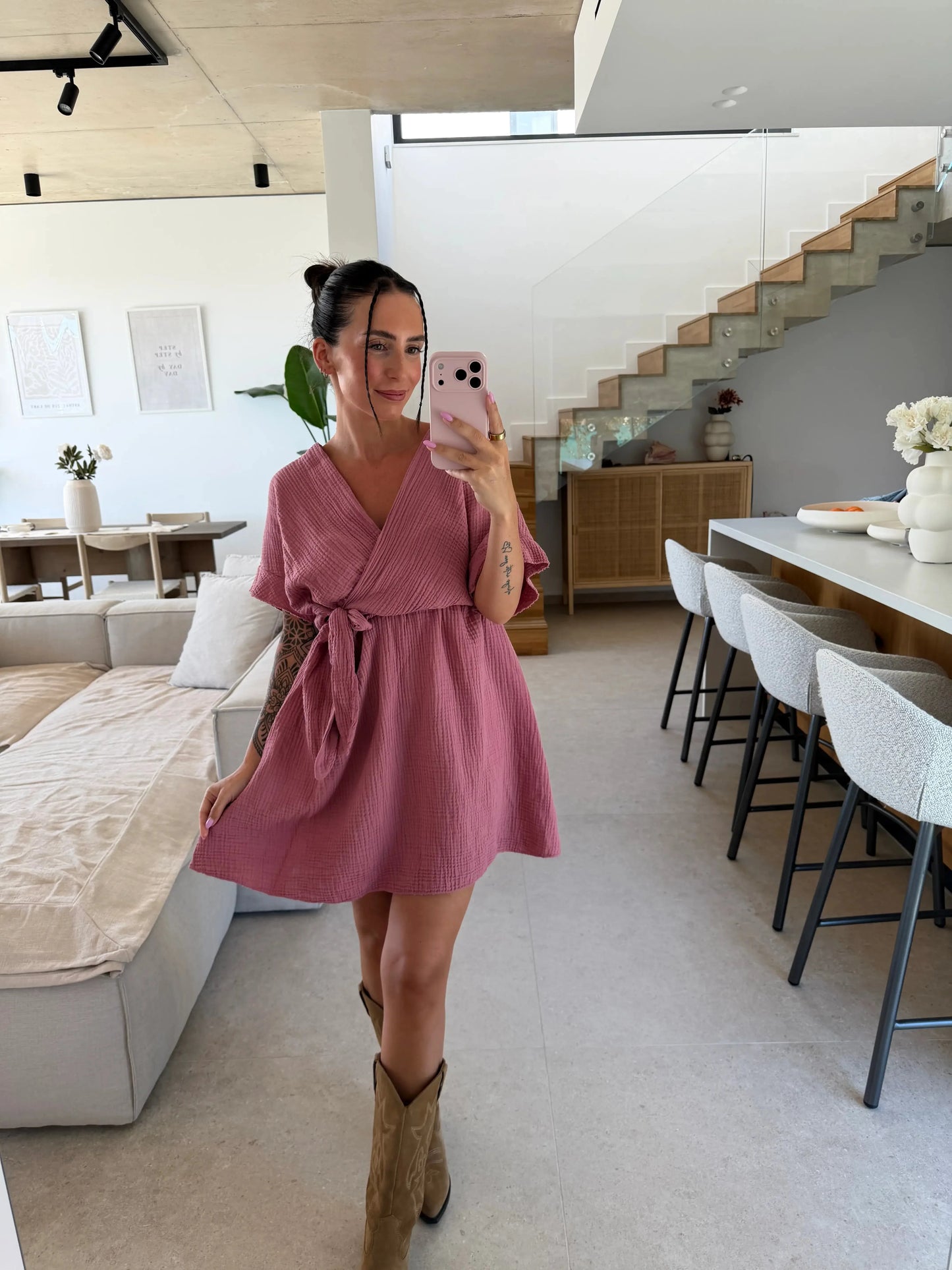 Musselin Kleid – Beere