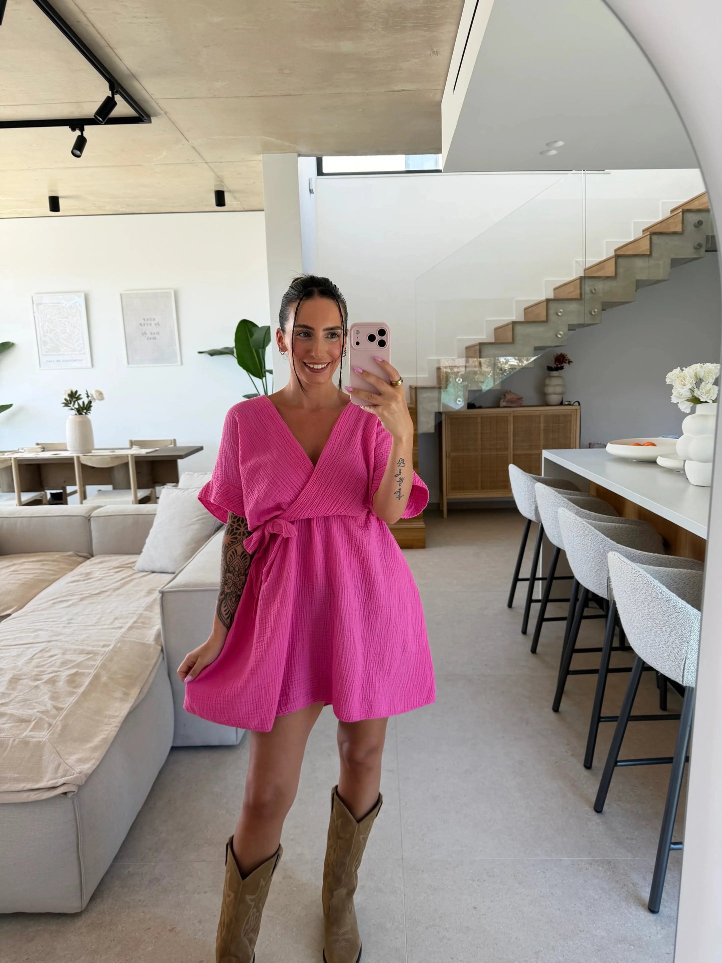 Musselin Kleid – Pink