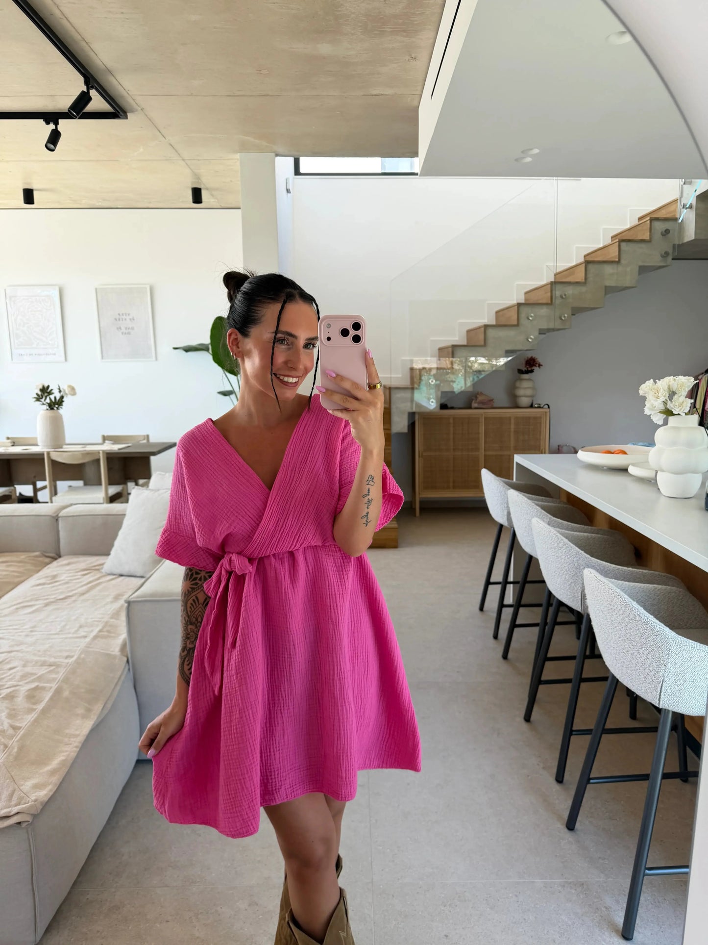 Musselin Kleid – Pink