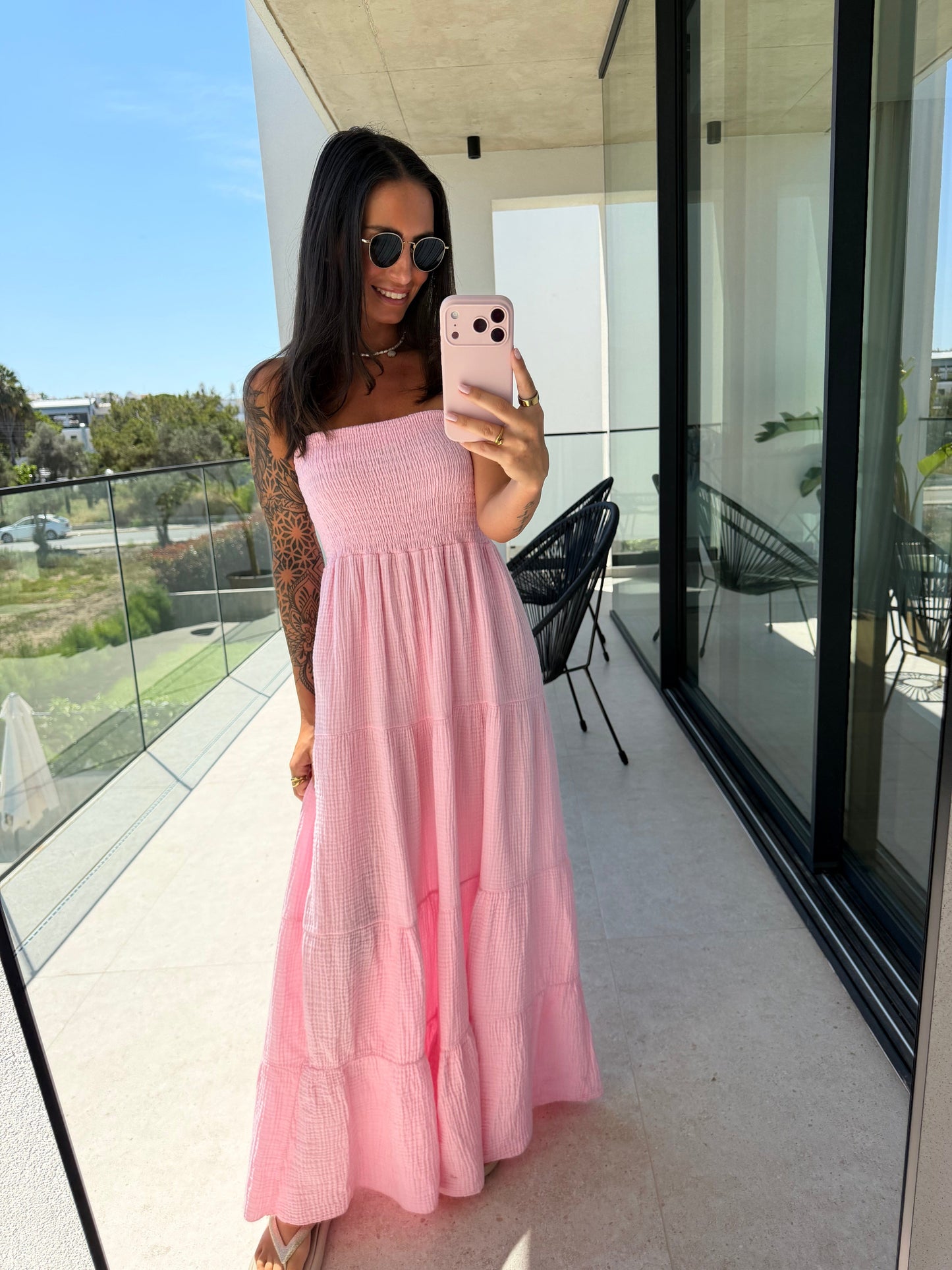 Musselin Kleid – Rosa