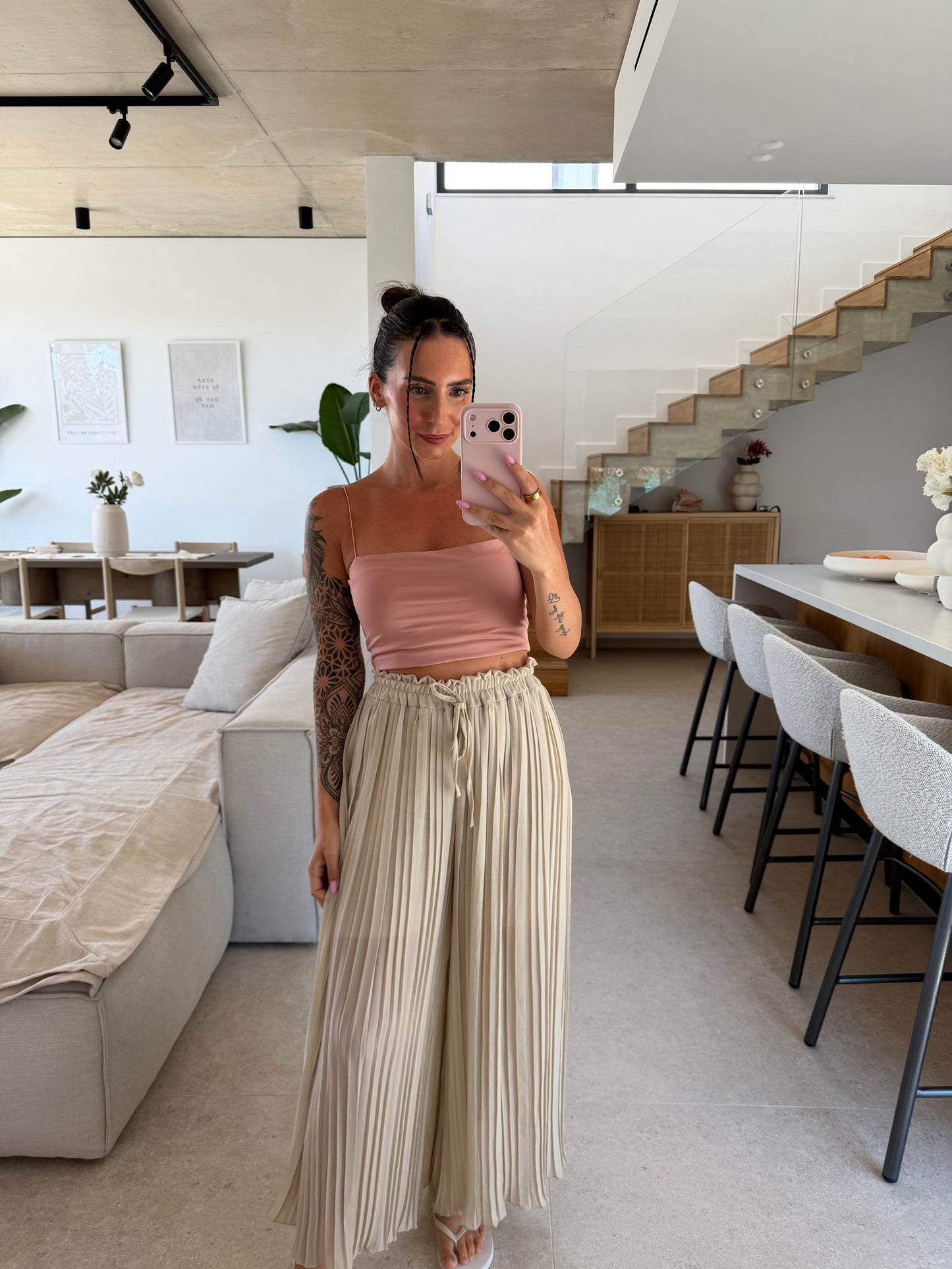 Plissee Hose – Beige