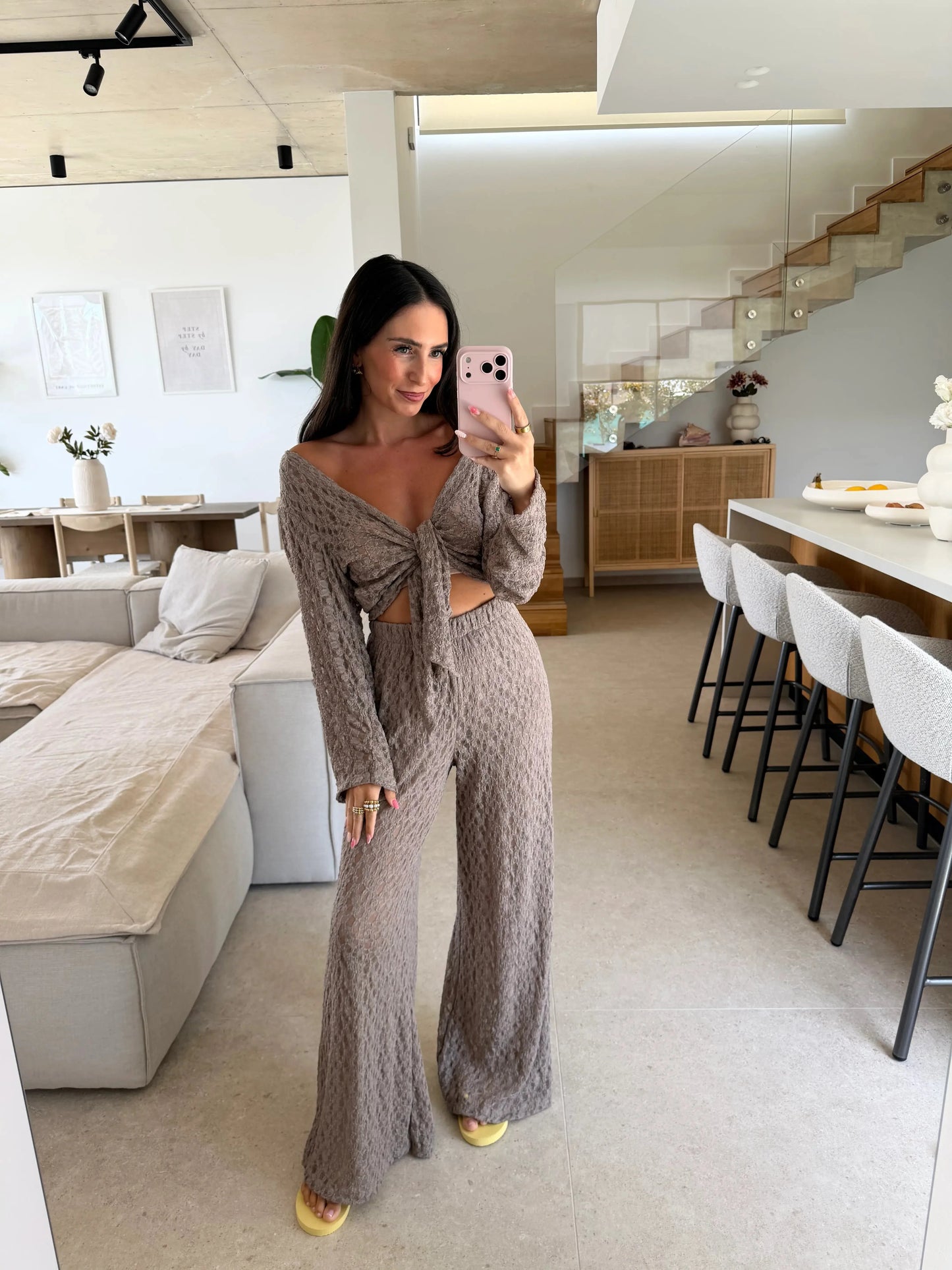 Spitzen Hose - Taupe