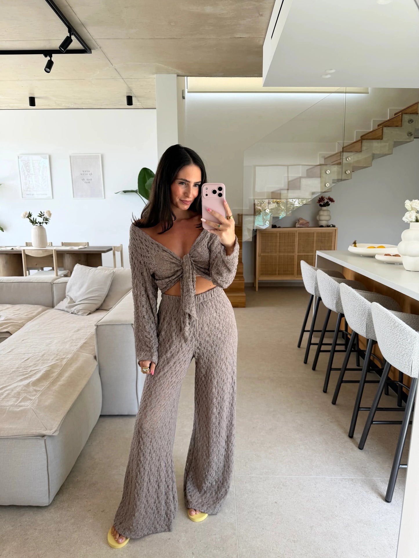 Spitzen Hose - Taupe
