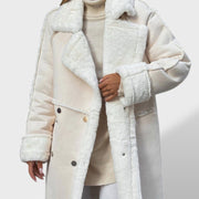 Abrigo Polar Largo Mujer Ava Elegante y Cálido, abrigo de invierno, vista lateral | Moda Acosta