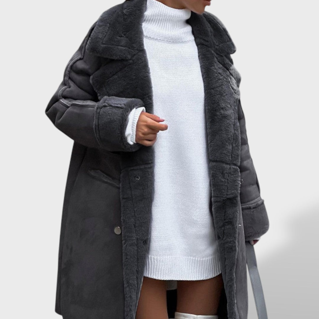 Abrigo Polar Largo Mujer Ava Elegante y Cálido, abrigo de invierno, vista trasera | Moda Acosta
