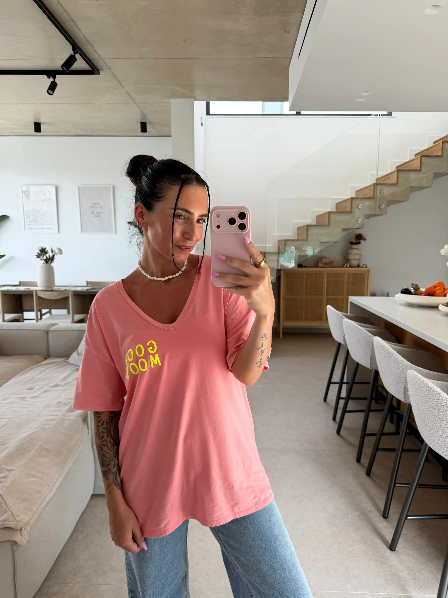 T-Shirt „Good Mood“ - Pink