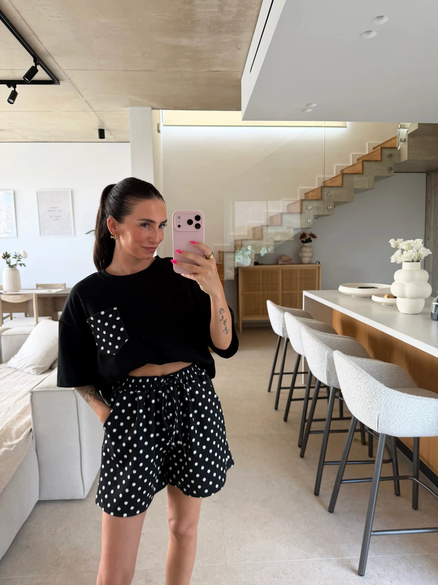 Punkte Shorts – Schwarz