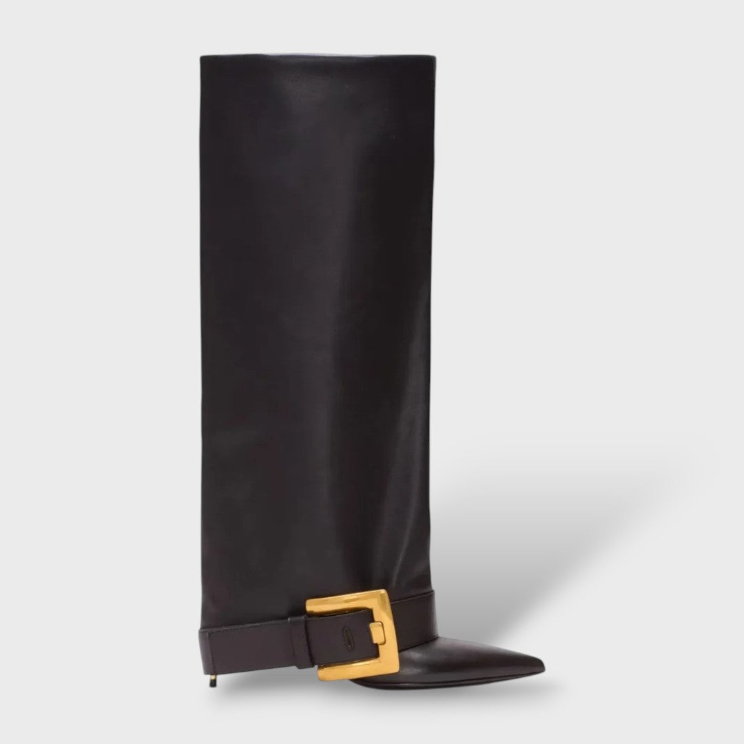 Botas Altas Mujer Tacón Fino con Hebilla, Tacones, vista frontal | Moda Acosta