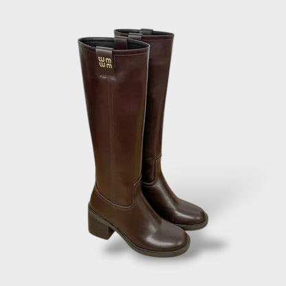 Botas Largas de Cuero con Plataforma Estilo Knight