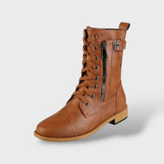 Botas Altas de Plataforma para Mujer en Piel con Cremallera, Tacones, detalle de tela | Moda Acosta