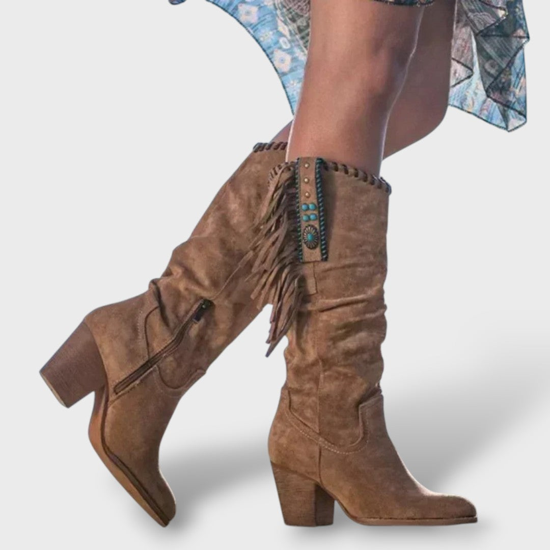 Botas Cowboy Altas – Tacón y Hebilla, Tacones, vista lateral | Moda Acosta