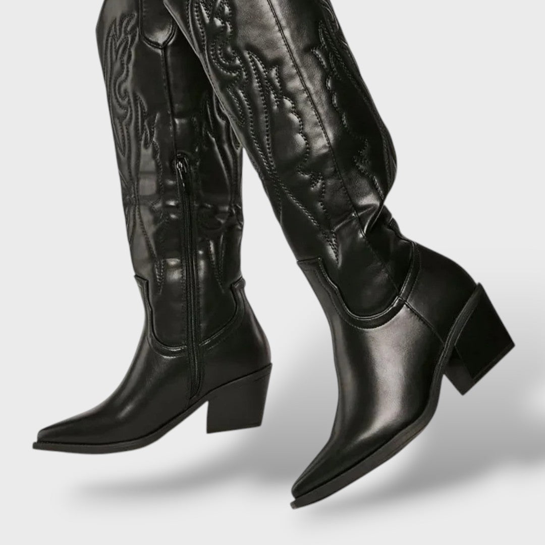 Botas Vaqueras Altas Mujer Vintage, botas de moda, vista frontal | Moda Acosta