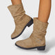 Botines de Antelina con Tacón Grueso Estilo Cowboy
