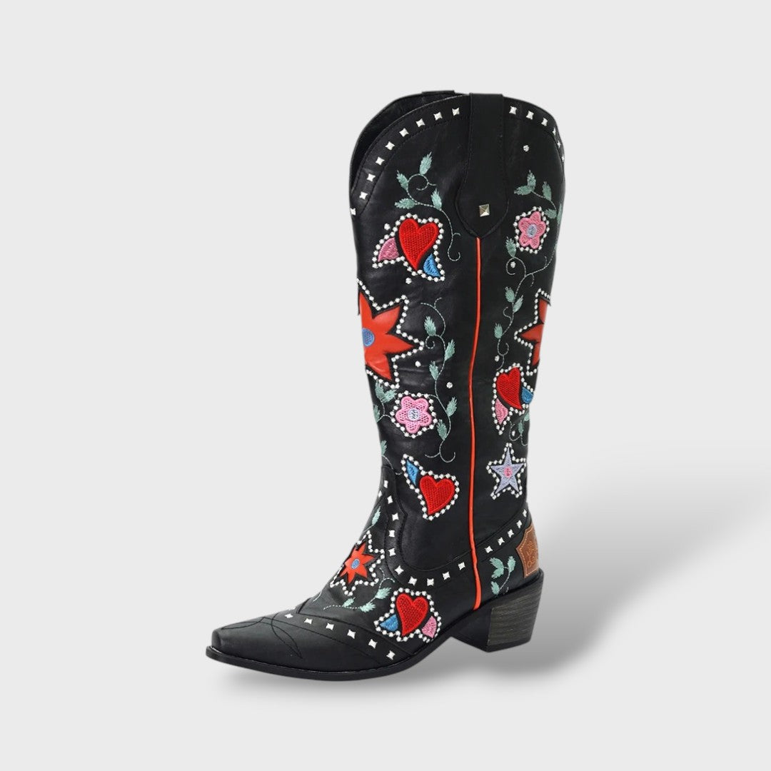 Botas Cowboy Mujer Vintage, botas de moda, detalle de tela | Moda Acosta