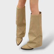 Botas altas de tacón mujer elegantes, Tacones, detalle de tela | Moda Acosta