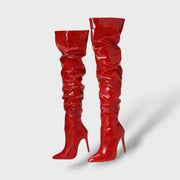 Botas Altas de Charol con Tacón de Aguja, Tacones, vista trasera | Moda Acosta