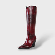 Botas Altas Mujer Tacón Grueso, Tacones, detalle de tela | Moda Acosta