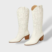 Botas Cowboy Mujer Altas Bordadas – Tacón Grueso, Tacones, vista lateral | Moda Acosta