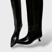Botas Altas de Cuero con Tacón Bajo, Tacones, vista frontal | Moda Acosta