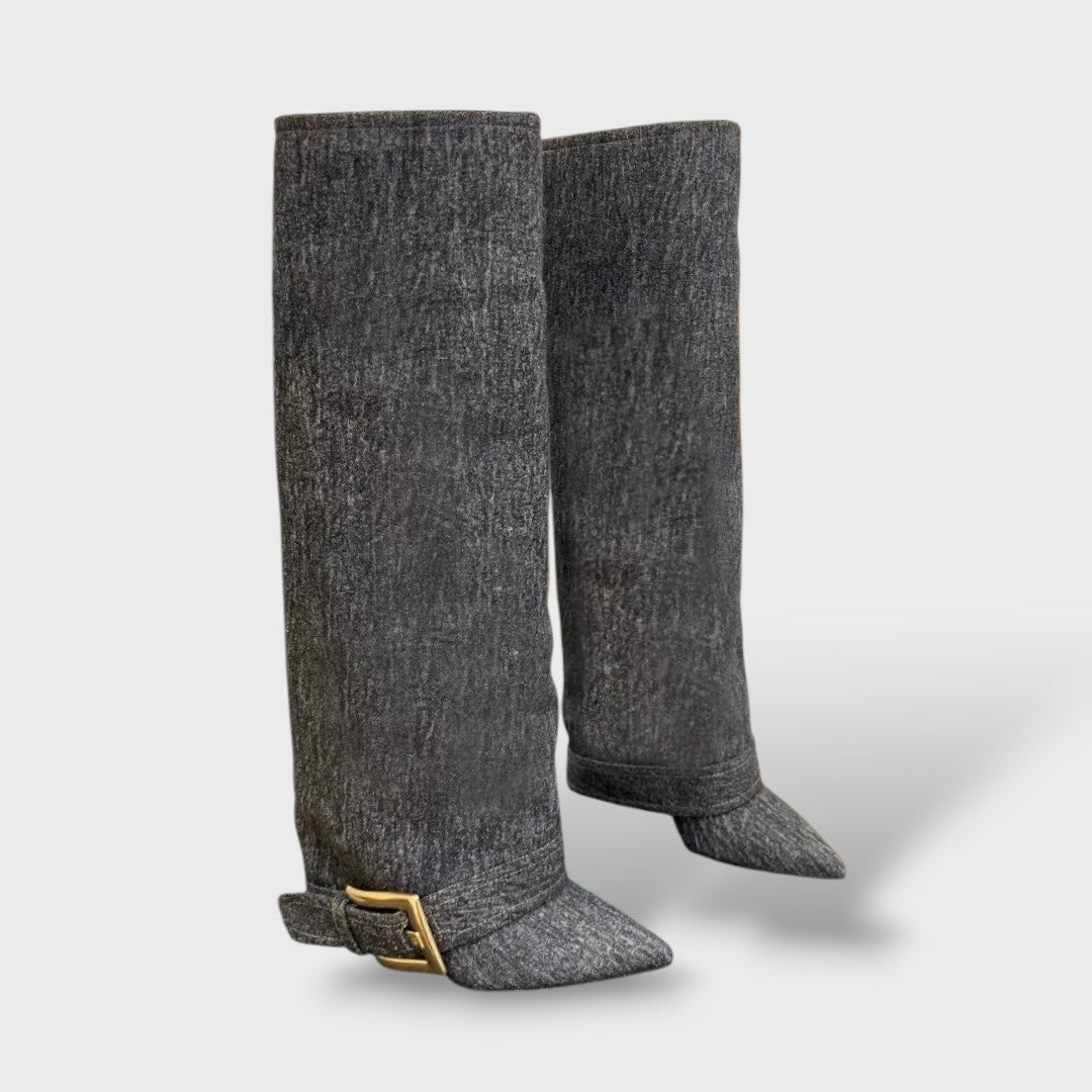 Botas Altas Mujer Tacón Fino con Hebilla, Tacones, vista trasera | Moda Acosta