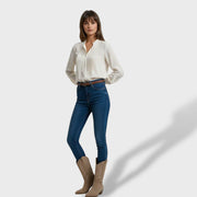 Sofía | Botas cowboy de mujer con bordado y tacón bajo, Tacones, vista trasera | Moda Acosta
